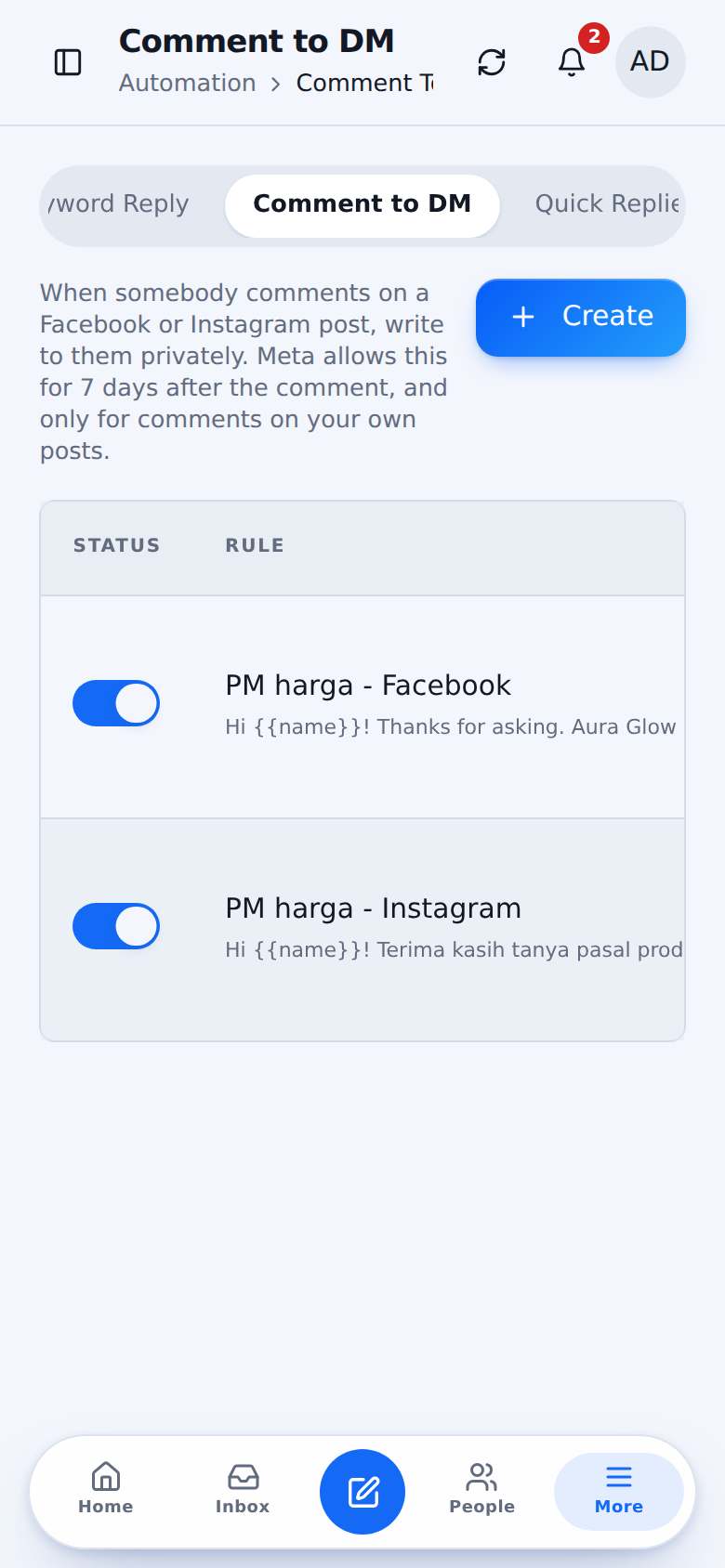 Setiap comment di bawah post anda ialah lead. Balas macam lead.