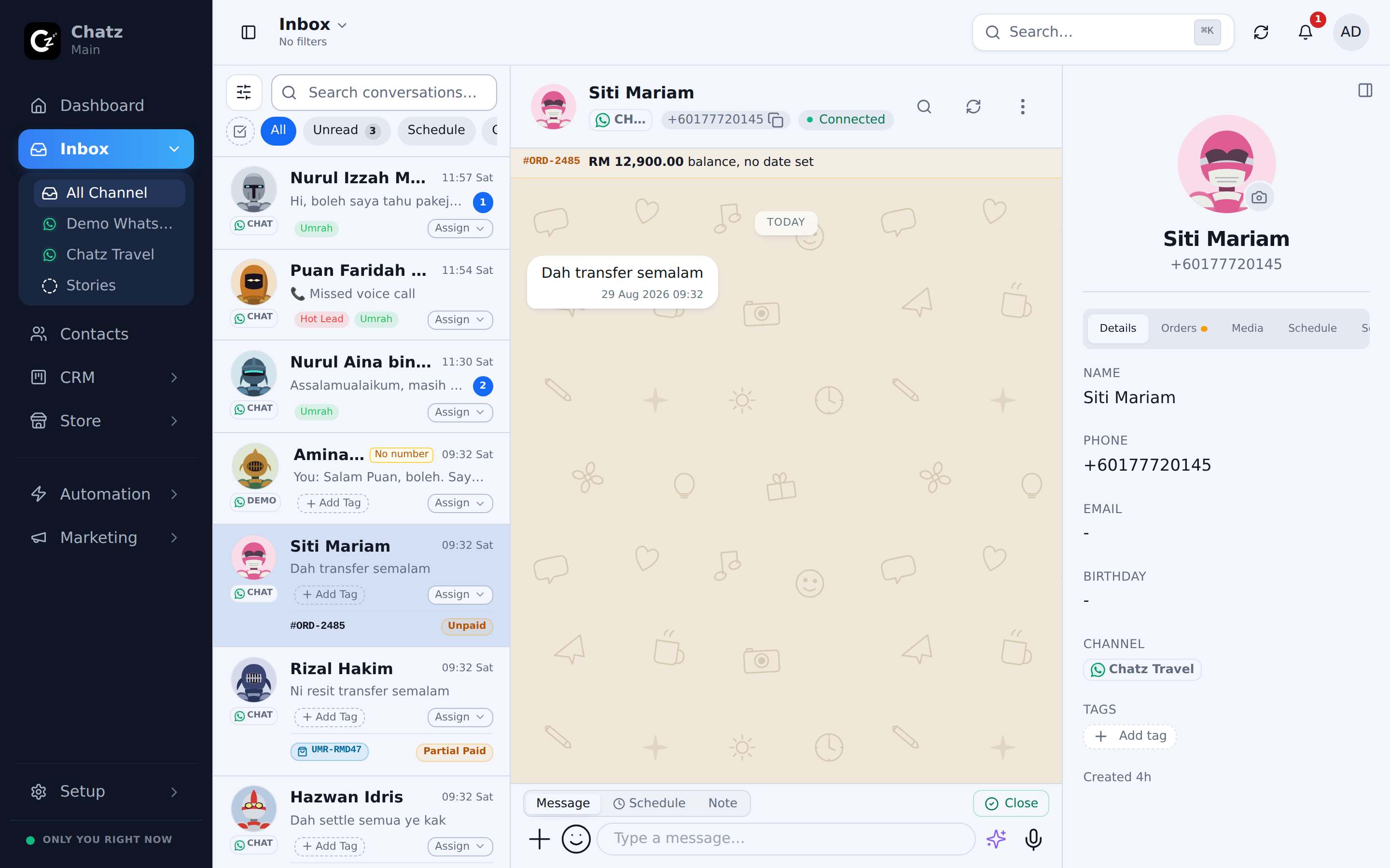 A Chatz conversation with the composer open