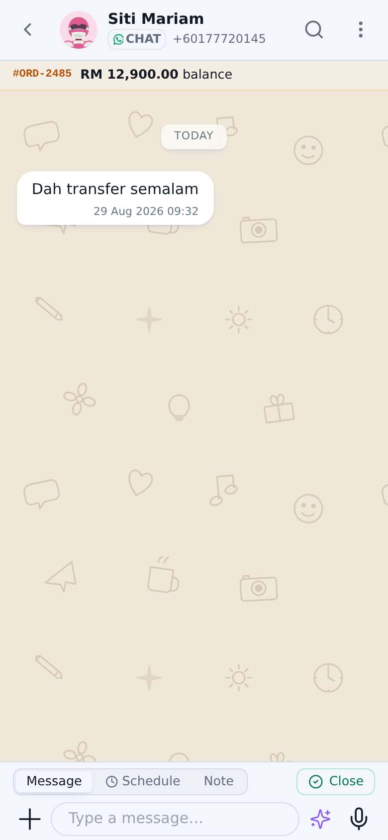 Satu conversation dalam app Chatz
