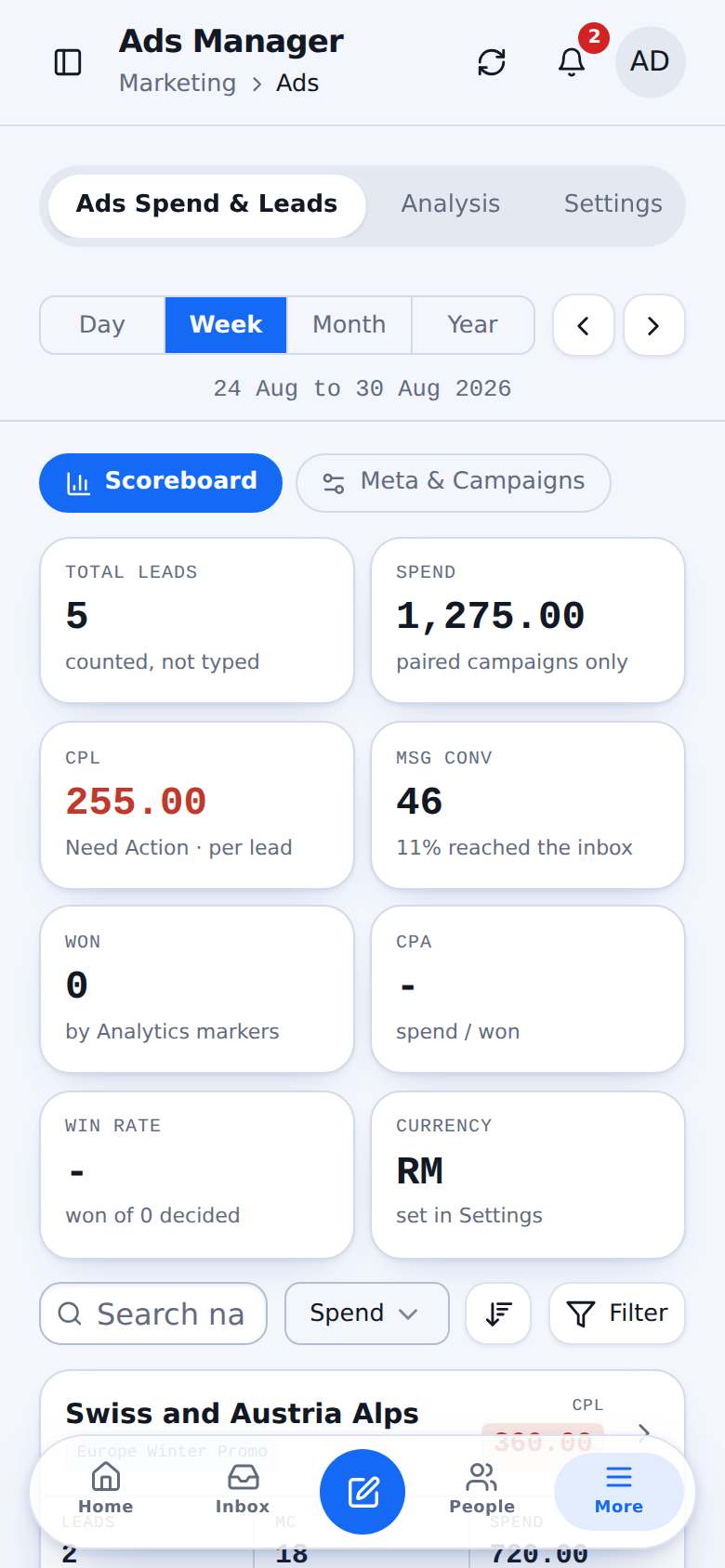 Ads Manager in Chatz
