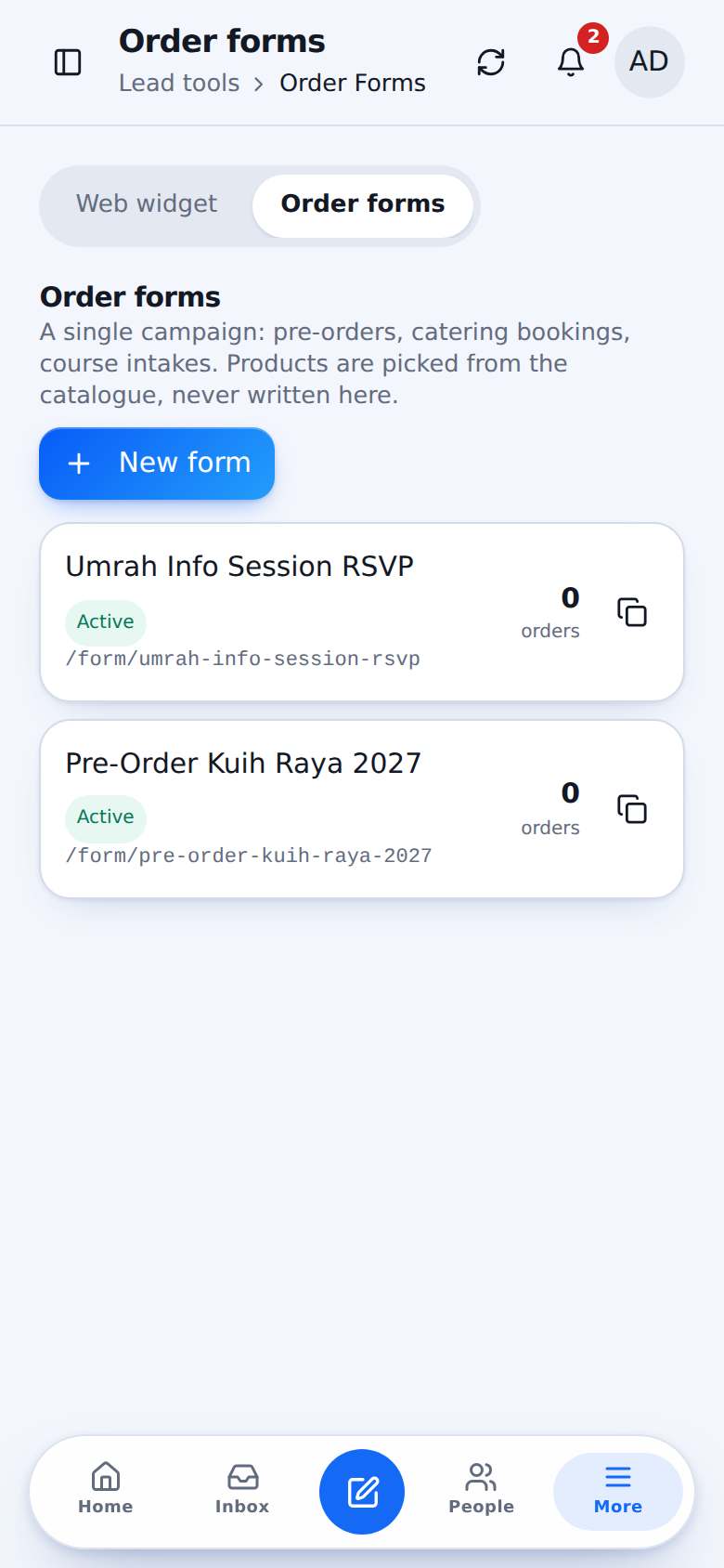 Order yang sampai dah siap ditaip